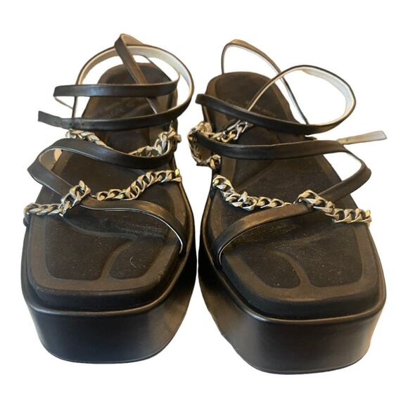 NEW Rag & Bone Logan Strappy Wrap Sandals Leather Chain Link Black Size 39 - Picture 6 of 14